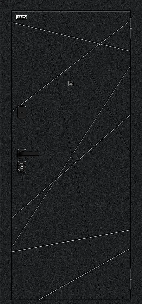 Входная дверь Граффити-5/SBlack Букле черное/Snow Art BR6188 внешняя сторона