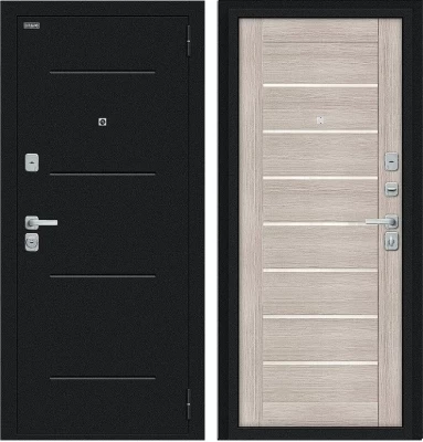 Дверь Браво Техно/BChrome Букле черное/Cappuccino Melinga