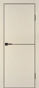 Межкомнатная дверь P-19  черный молдинг PET,  кромка ABS черная c 4-х ст. Бежевый матовый