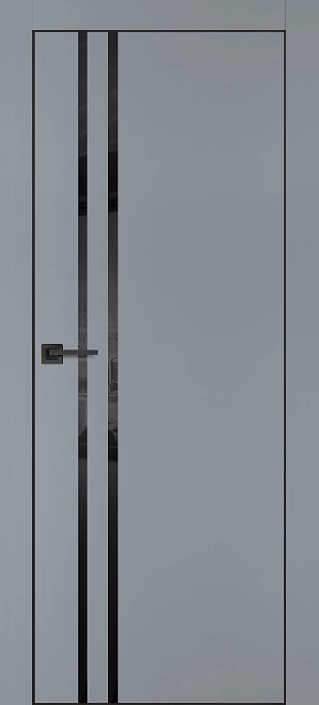 Фото Межкомнатная дверь PX-11  черная кромка с 4-х ст. Серый матовый