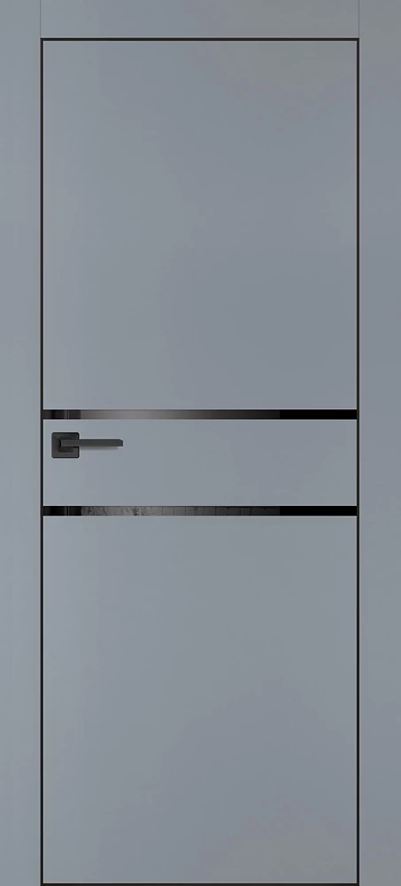 Фото Межкомнатная дверь PX-18 черная кромка с 4-х ст. Серый матовый