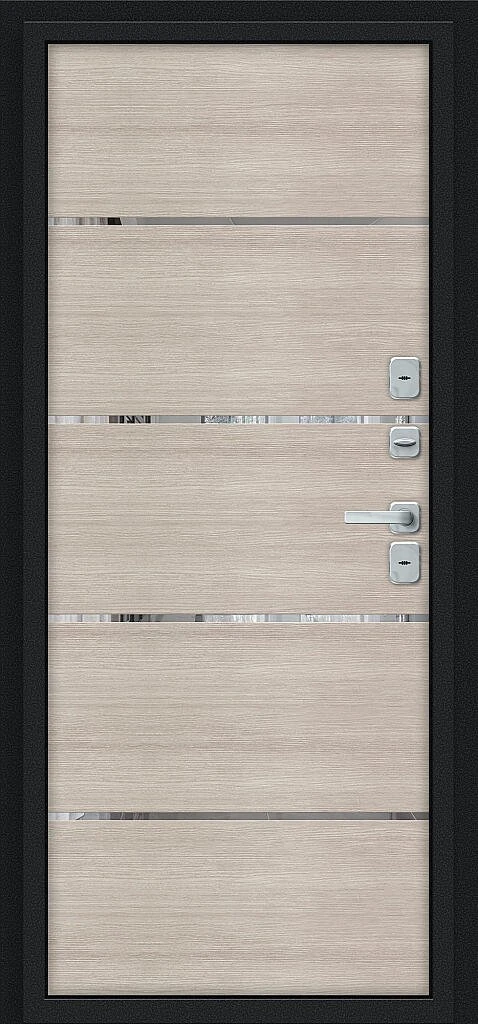 Входная дверь Thermo Лайн/BChrome Букле черное/Cappuccino Melinga BR6211 внутренняя сторона