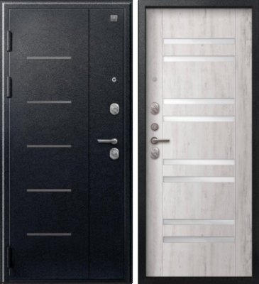 Дверь V-07 Черный муар - Дуб пепельный