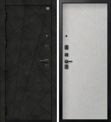 Дверь V-16 Черный муар + Бетон темный - Бетон светлый